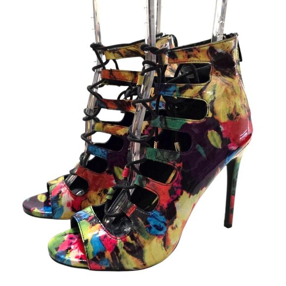 Candies Rainbow Lace Up Gladiator Heels Sz 8 - Picture 1 of 8